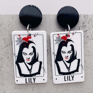 Cartoon <span class=keywords><strong>Tarot</strong></span> Kaart Ornament Halloween Horror Cartoon Acryl Oorbellen Voor Vrouw - Product Image 4