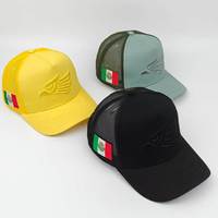 Gorra deportiva de béisbol de malla de 5 paneles con bordado de águila mexicana para hombre, tela que bloquea el sol para exteriores con hebilla ajustable