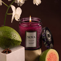 Bougie parfumée artisanale de luxe NOVA, dans un bocal en verre, cire de soja 100% biologique, décoration d'intérieur, personnalisable, Thanksgiving, fête des pères
