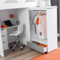 Multifunktion ales, langlebiges Hochschlaf-Aufbewahrung sbett Pegasus Wood Modern Desk Kleider schrank Schubladen Loft Etagen bett (White 3FT Frame Schlafzimmer)