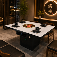 Table de barbecue commerciale moderne Jilu, économique et sans fumée, avec système d'évacuation inférieur, idéale pour les nouveaux magasins de barbecue