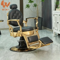 Fauteuil de Barbier Vintage Robuste et Inclinable, Doré Antique Classique Noir, pour Hommes - Vente en Gros