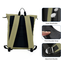 Mochila de Viaje de Cuero PU de Alta Calidad, Mochila Enrollable para Portátil, Mochila de Día Enrollable