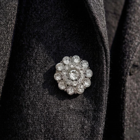 Kancing Baju Model Bunga dari Paduan Seng Ramah Lingkungan Threadify, Berhiaskan Rhinestone, Dapat Dicuci, Cocok untuk Mantel Wol dan Blazer