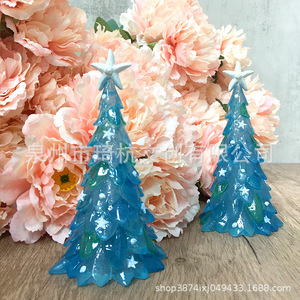Luminous Transparent Resin Christmas <b>Tree</b> <b>Led</b> Lighting Tabletop Holiday Decoration Pine Shape Indoor Decor - Product Image 2