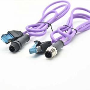 Connecteurs de câble Ethernet M12 D Code IP67 4 broches mâle Din et câble RJ45 étanche avec connecteur étanche M12 D Code boîtier PC - Product Image 1