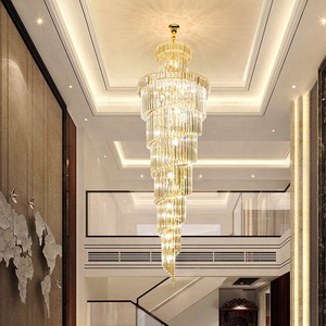 Lustre sur mesure grand et long personnalisé pour villa, escalier, décoration de restaurant, luminaire suspendu - Product Image 4