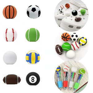 3D Sports Ball PVC Shoe <strong>Charms</strong> Basketball <strong>Football</strong> Tennis Baseball Volleyball Rugby <strong>Croc</strong> <strong>Charms</strong> for Clog Shoes Decoration - Product Image 1