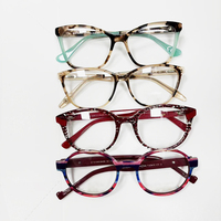Montures de lunettes unisexes tendance en acétate à monture complète avec motifs unis/à rayures/floraux pour la protection des yeux, la lecture et l'utilisation sur ordinateur