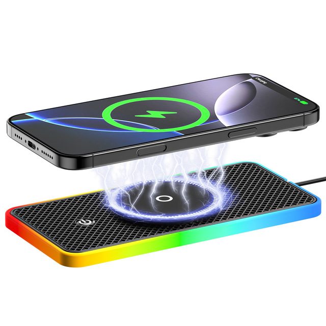 Custom LOGO RGB 15 W Wireless Car Charging Pad for Magnetic Wireless Charger for iPhone 17 16 15 14 Pro Max Hot Seller