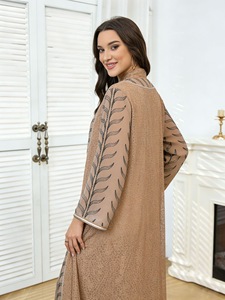 Nuevo Vestido Abaya Largo de Poliéster para Mujer, Estilo Árabe, Dubai, Arabia Saudita, Oriente Medio, con Malla y Lentejuelas Bordadas, <span class=keywords><strong>Ropa</strong></span> Musulmana - Product Image 2