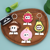 Big-Eyed Cartoon Fruit Access Card Holder Aangepaste hoogwaardige lederen sleutelhanger Leuke creatieve tas charme accessoire Uniek