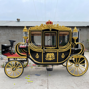 Calèche électrique de style européen ZOWN, 4 places, vintage, pour mariage, princesse, décorée en noir et or, sans chevaux - Product Image 1