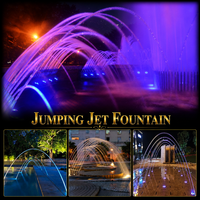 Fontaine d'eau interactive programmable d'extérieur avec jets ondulants, lumières RGB/laser, en acier inoxydable, étanche IP68