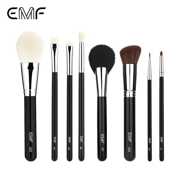 EMF New Design Makeup Brush Set 8 Pcs Wood Handle Foundation Eye Shadow Cosmetic Makeup Brush Set With 0.01 USD For Sample