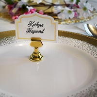 Prêts à être expédiés : Porte-cartes de table en métal (options multicolores) – Formes personnalisées pour photos, panneaux alimentaires, notes, décorations de mariage