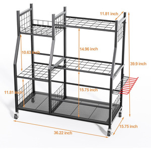 Gardening tool organizer, garage freestanding tool <b>rack</b>, long-handled tool patio storage <b>shelf</b> - Product Image 2