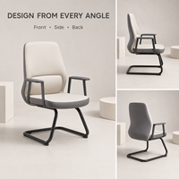 Chaise de conférence exécutive moderne haut de gamme à dossier mi-haut avec fonction bascule, structure en bois robuste, soutien confortable réglable en PU pour bureau à domicile