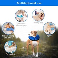 Collier gonflable pour chien - Collier de récupération souple en forme de donut pour chiens et chats, réglable, lavable, avec fermeture à boucle en PVC, pour plaies chirurgicales