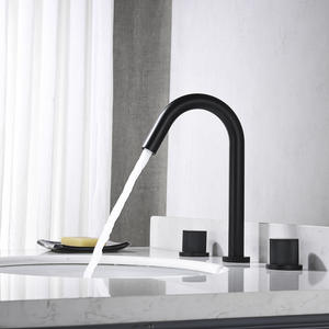 Rubinetto da bagno nero opaco 3 fori 2 maniglia rubinetto lavello di qualità commerciale facile da installare - Product Image 2