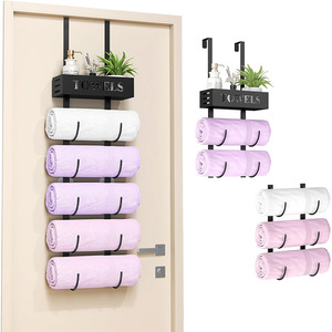 Towel Rack Behind <b>Door</b> 6 Tier Metal Storage Organizer Shelf For Bathroom Towels And Accessories - Product Image 1