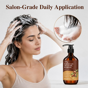 Shampoo à l'huile d'argan marocaine sans sulfate, nettoyant nourrissant pour <span class=keywords><strong>cheveux</strong></span> secs <span class=keywords><strong>et</strong></span> crépus, booste la brillance soyeuse pour tous types de <span class=keywords><strong>cheveux</strong></span>, vente en gros - Product Image 2