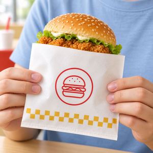 Custom Logo Flat <b>Paper</b> Food <b>Bags</b> Without Side Gussets Pinch Bottom Sleeves for Burgers Sandwiches and Snacks - Product Image 5