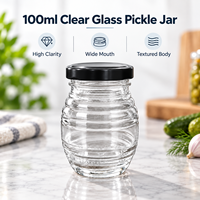 Grosir Langsung Pabrik Stoples Madu Kaca 100ml/200ml Tutup Ulir Wadah Kedap Udara untuk Saus Cabai Acar Biji-bijian Dapat Disesuaikan