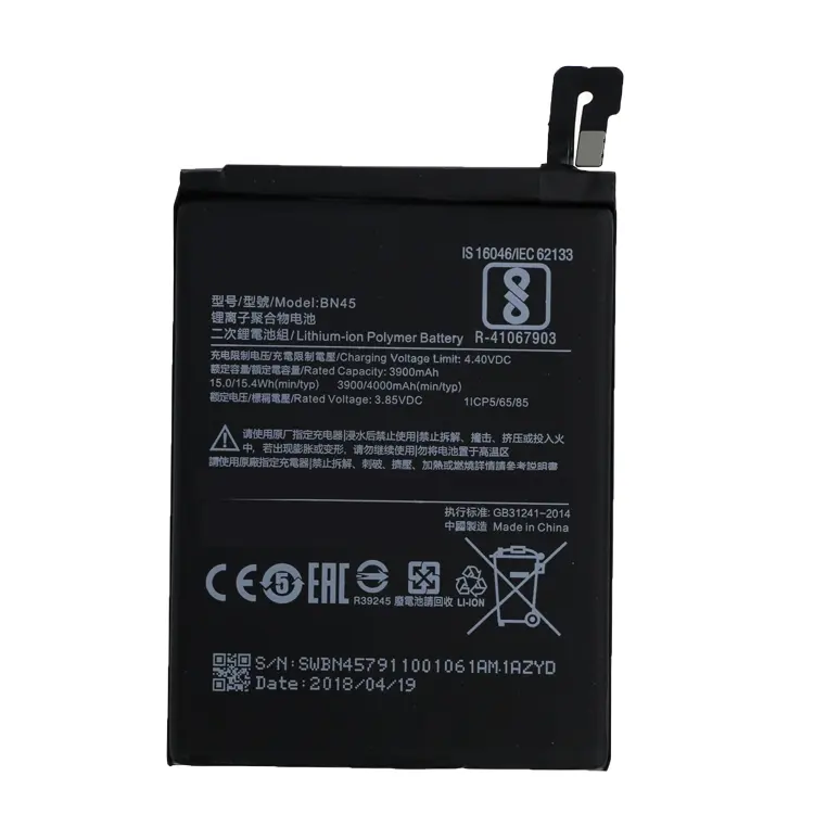 Shenzhen Manufacturer OEM New Internal Battery For Xiaomi Redmi Note 5 Battery Replacement 0 cycle High Quality BN45 4000mah