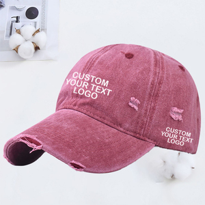 Men <strong>Women</strong> Cotton Washed Distressed Dad Hats Unstructured Hole Broken Custom Baseball <strong>Cap</strong> With Logo Embroidery - Product Image 4