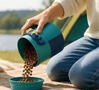 Boîte de transport portable pour animaux avec couvercle pour l'alimentation en extérieur et l'usage quotidien