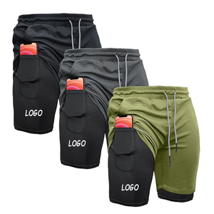 Pantalones Cortos Deportivos Personalizados para Hombre, Pantalones Cortos de Gimnasio de Poliéster y Elastano de 7 Pulgadas de Secado Rápido, Pantalones Cortos de Entrenamiento 2 en 1 para Hombre - Product Image 1