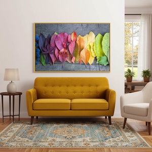 Printed Canvas Artwork: Autumn Leaves - Vibrant Fall Foliage, Gold Frame,<b>WRAPPED</b> CANVAS - Product Image 3