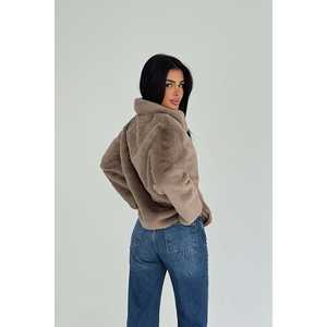 Blazer en fourrure grise fine avec imprimé à carreaux, parka et trench en fausse fourrure de mouton enduite, avec fermeture éclair - Product Image 1