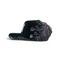 Gorra de Béisbol Sayonara con Bordado 3D Personalizado, Camuflaje Negro, Parche de Dragón Chino con Llama, Pin Metálico, Gorra de Gamuza y Algodón, Directo de Fábrica