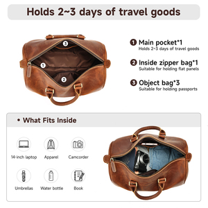 Borsone da Viaggio MARRANT in Pelle Pieno Fiore Borsa Weekend Ventiquattrore Borsone in Pelle Borsa da Viaggio in Vera Pelle da Uomo - Product Image 5