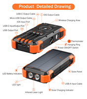 Batterie externe sans fil haute capacité, chargeur portable, charge rapide, 18400mAh, étanche, batterie de camping, double lampe torche