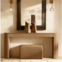 Table console moderne en chêne massif, style luxe discret et minimaliste, pour entrée, salon, couloir, villa, projets hôteliers