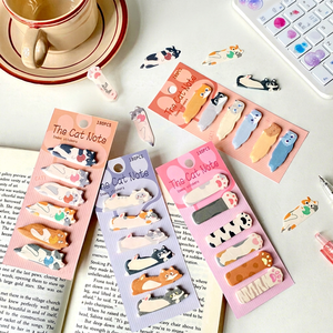 Autocollants créatifs en forme de chat de dessin animé, notes autocollantes, étiquettes mignonnes pour mémo de bureau, pour bébés unisexes - Product Image 1