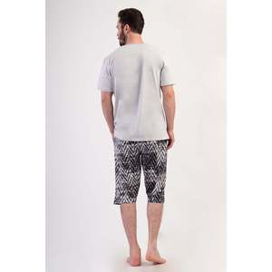 Ensemble Capri à manches courtes pour homme avec poches, col rond respirant, vêtements d'été imprimés - Product Image 1