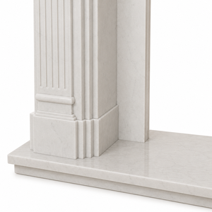Traditional Marble <b>Fireplace</b> Mantel With Ornate Carving White Stone Indoor Wood Burning Hearth For Dining Room - Product Image 5
