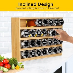 Countertop or <b>Wall</b> Mount Bamboo Hanging Shelf for Drawer Cabinet Kitchen Countertop <b>Wall</b> Mount Bamboo <b>Spice</b> <b>Rack</b> Organizer - Product Image 2