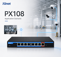 Extensor PoE Gigabit de 7 Puertos Hinet 802.3bt, Entrada 7x PoE+ 30W, Salida 100m, Repetidor Ethernet con Protección Contra Sobretensiones para Cámaras IP y Redes