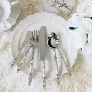 不锈钢刀勺餐叉外壳纹理手柄餐具套装婚宴食品工具咖啡勺黄油剑