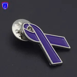 Soft Enamel Lapel Pin Metal Badge Purple Ribbon Pin Breast Cancer Awareness