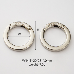 Anneau à ressort rond argenté de 20 mm avec logo personnalisé, fermoir à déclenchement, boucle de sangle <span class=keywords><strong>pour</strong></span> sac à main, pochette, fourre-tout, accessoire de bricolage - Product Image 1