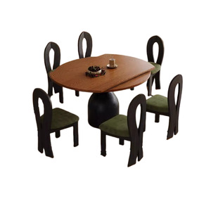 Vintage Style <b>Solid</b> <b>Wood</b> Extendable <b>Round</b> <b>Dining</b> <b>Table</b> 6 Piece Set For <b>Dining</b> Room - Product Image 5