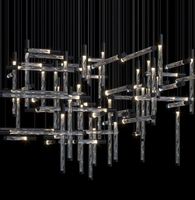 Goutte de verre Lustre Modélisation Composé Escalier Lampe Haut de Gamme Club Lampes Personnalisées Ambre Moderne Luxe Pendentif LED 80 Hôtel No Grand