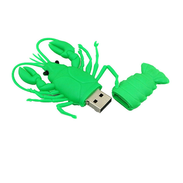 Novelty Crayfish Lobster USB Stick Custom Printed Logo Seafood Souvenir USB Flash Drive Restaurant Hotel Advertising Gift