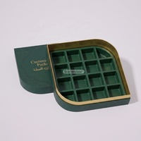 Boîte d'emballage personnalisée pour chocolats de Dubaï, estampillée or, biodégradable, en forme de feuille, boîte cadeau Ramadan avec insert en EVA